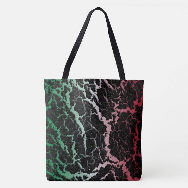 Tote Bag Lave spatiale fissurée - Vert/Blanc/Rouge (Devant)