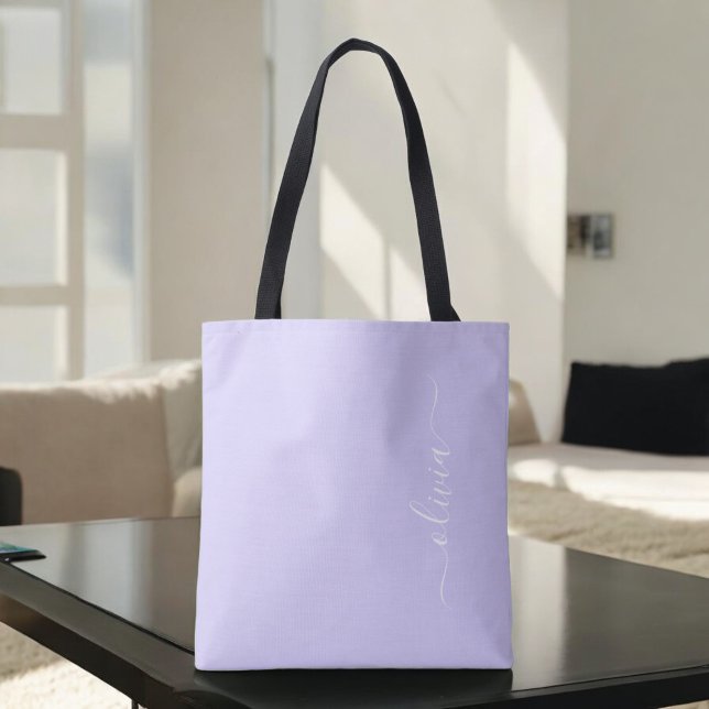 Tote Bag Lavende Violet Féminin Monogramme Moderne (Créateur téléchargé)