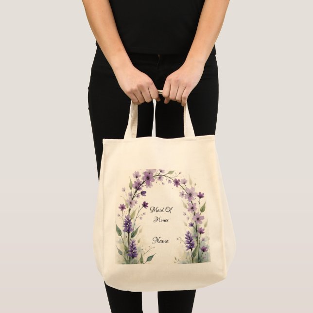 Tote Bag Lavender Lilac Floral Arch Bridal Party  (Devant (produit))