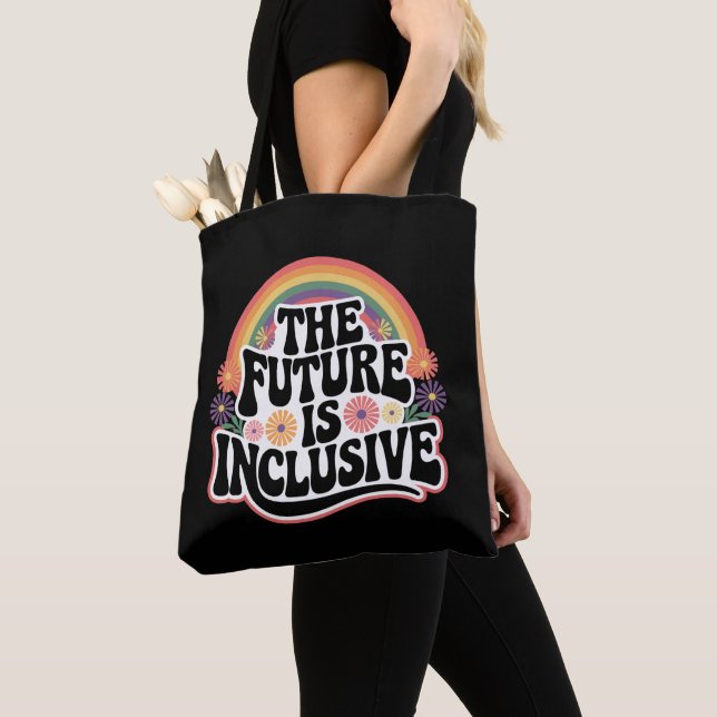 Tote Bag L'avenir est inclusif Rainbow LGBTQ Drapeau Gay (De près)