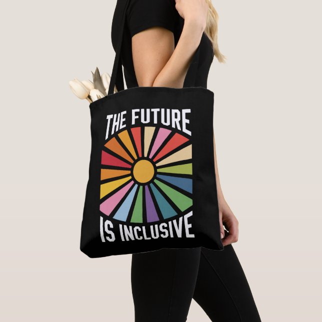 Tote Bag L'avenir est inclusif Rainbow Pride droits trans (De près)