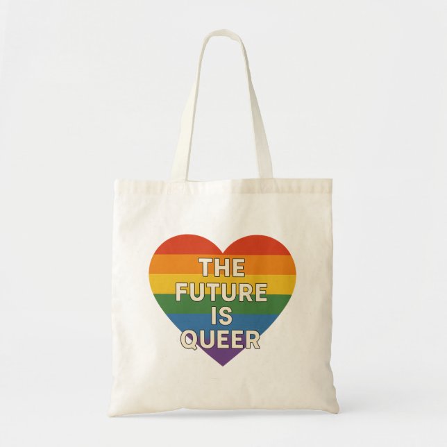 Tote Bag L'Avenir Est Queer - Rainbow Heart (Devant)