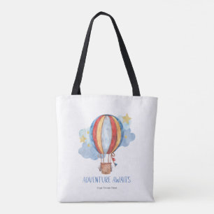 Tote Bag L'aventure Attend Montgolfière Nurserie Bébé Enfan