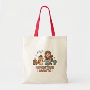 Tote Bag L'aventure Attend un Chat Mignon Explorateur de Vo