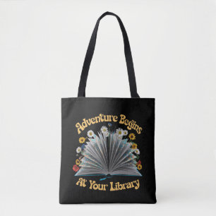Tote Bag L'aventure commence à votre bibliothèque de lectur