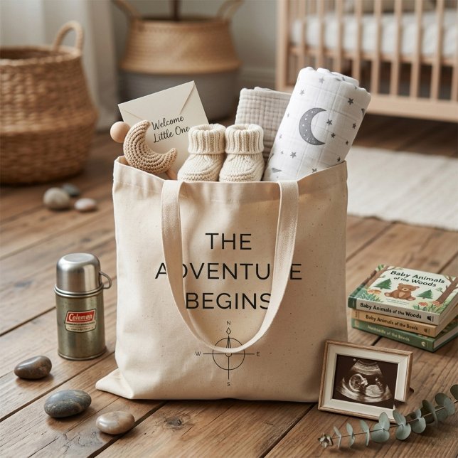 Tote Bag L'aventure commence Annonce de nouveau bébé mignon (Créateur téléchargé)