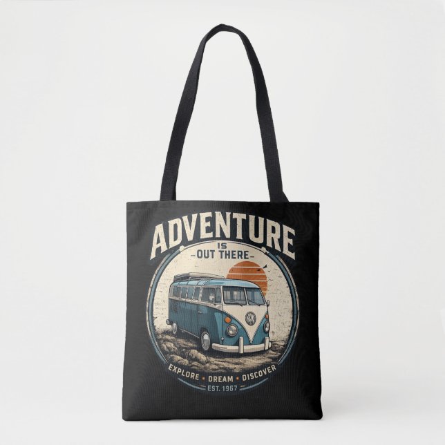 Tote Bag L'Aventure est là-bas – Graphisme de fourgonnette  (Devant)