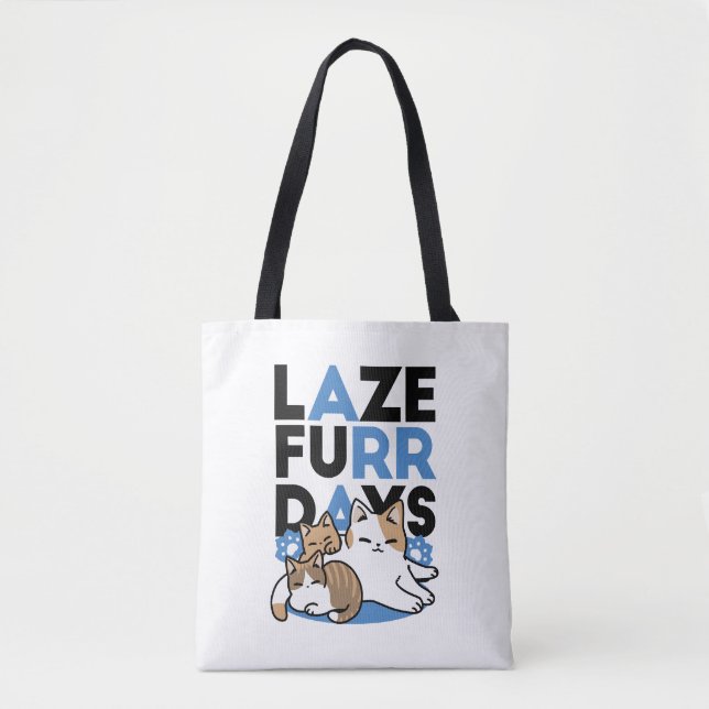Tote Bag Laze Furr Days - Cute Lazy Cats Design (Devant)