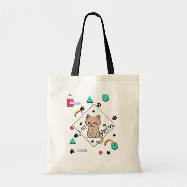 Tote Bag Lazy Meow – best  Lazy Cat Design (Devant)