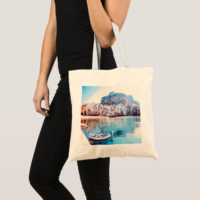 Tote Bag ldp CEFALÙ - Sicile - plage - panorama (Devant (produit))