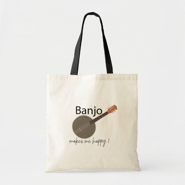 Tote Bag Le Banjo Me Rend Heureux (Devant)