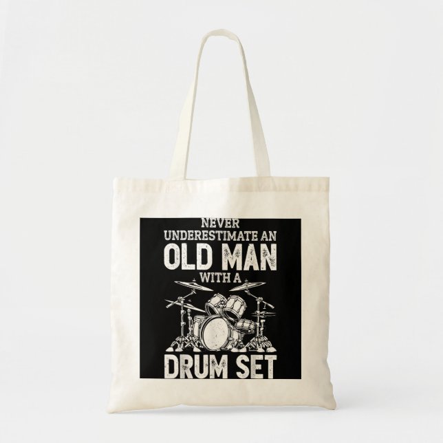 Tote Bag Le Batteur Ne Sous-Estime Jamais Un Vieux Homme Av (Devant)