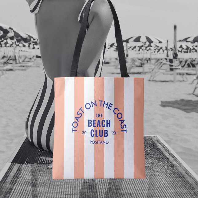 Tote Bag Le Beach Club Toast On The Coast Pink Stripe (Créateur téléchargé)