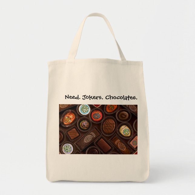 Tote Bag Le besoin. Jokers. Chocolats. Épicerie Totebag. (Devant)