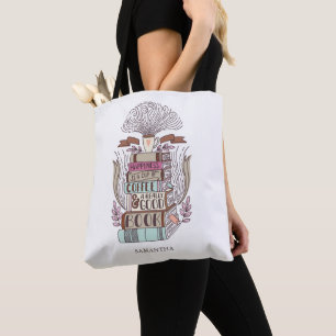 Tote Bag Le bonheur c'est le café et les livres