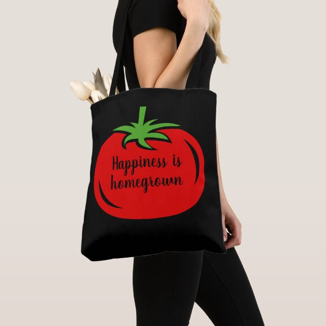 Tote Bag Le bonheur est l'épaule de tomate rouge cultivée a (De près)