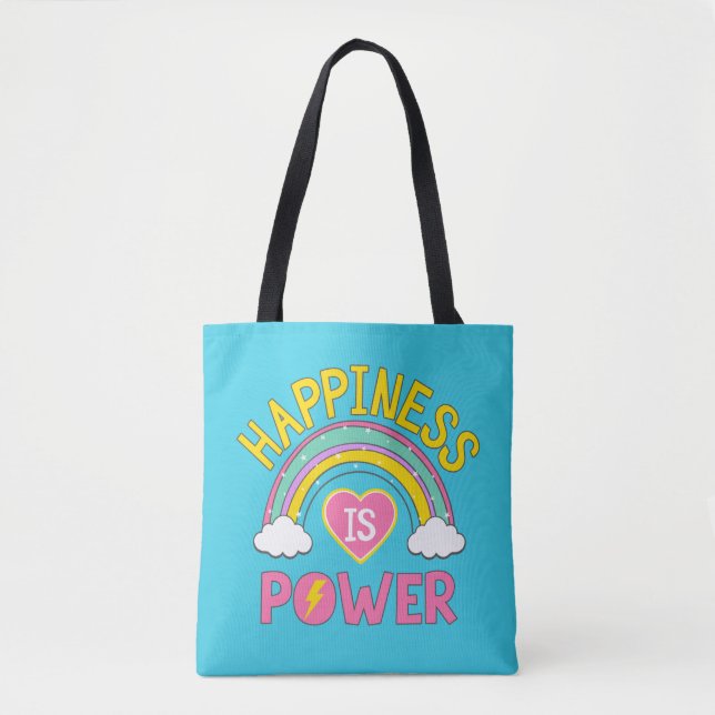 Tote Bag Le bonheur est Power Rainbow (Devant)
