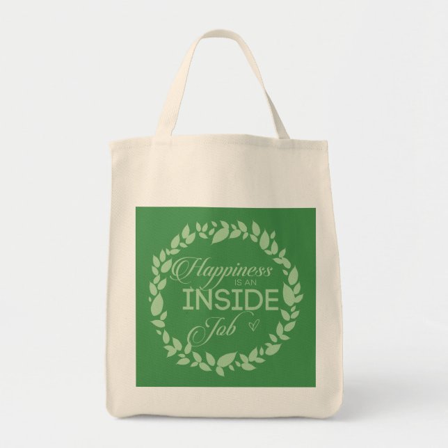 Tote Bag Le Bonheur Est Une Guirlande Verte À L'Intérieur D (Devant)