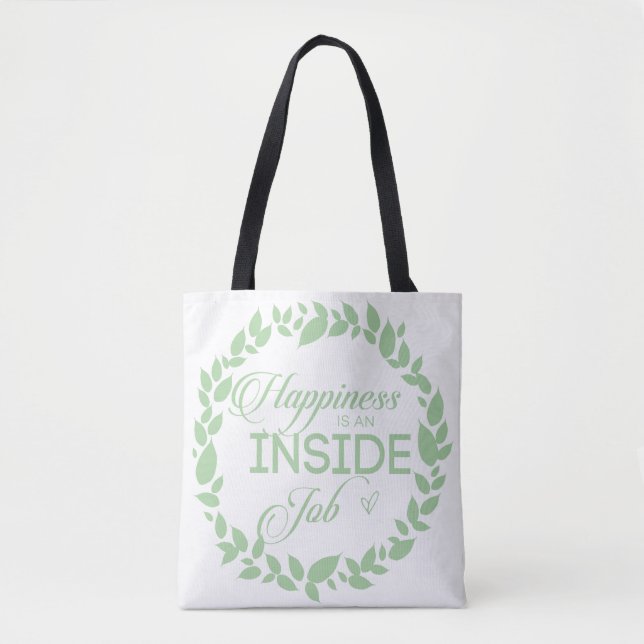 Tote Bag Le Bonheur Est Une Guirlande Verte À L'Intérieur D (Devant)