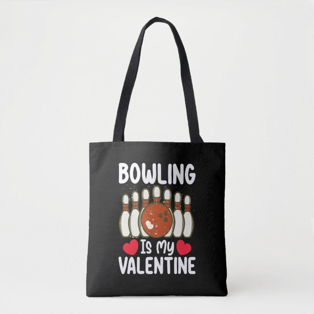 Tote Bag Le Bowling Est Mon Amour De La Saint-Valentin (Devant)