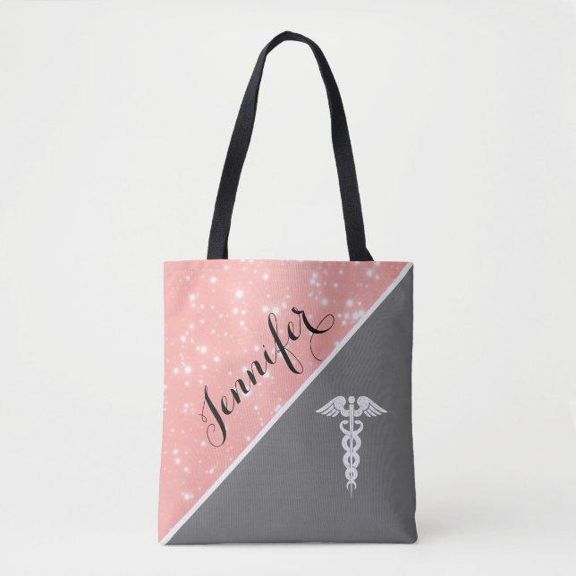 Tote Bag Le caducée Médicale d'infirmière rougissent les (Devant)