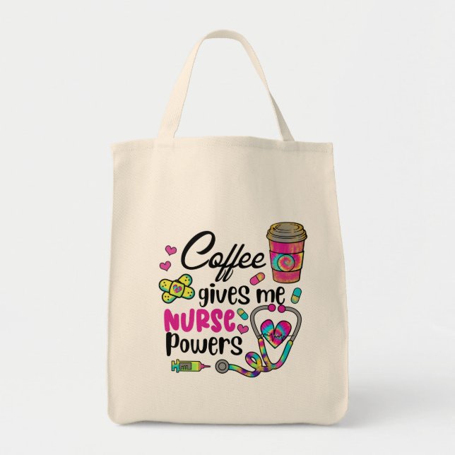 Tote Bag Le Café Me Donne Des Pouvoirs D'Infirmière (Devant)