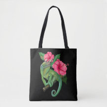 Le caméléon de Jackson avec Hibiscus