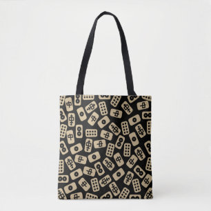 Tote Bag Le carrelage du Mahjong brun noir