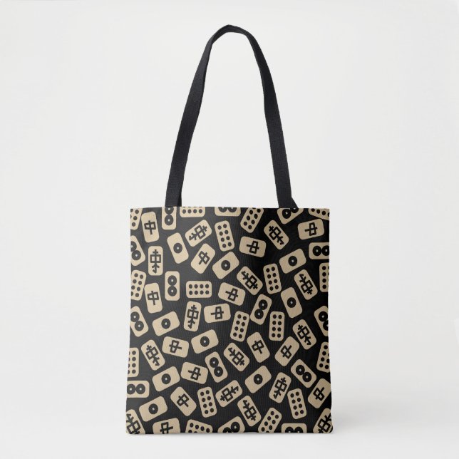 Tote Bag Le carrelage du Mahjong brun noir (Devant)