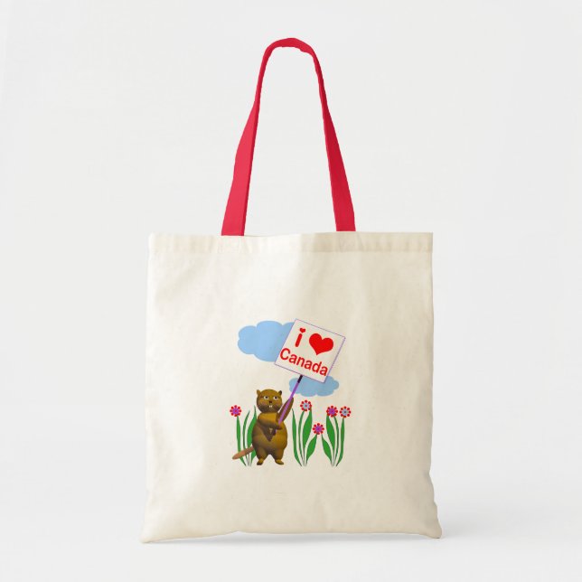 Tote Bag Le Castor canadien aime le Canada (Devant)