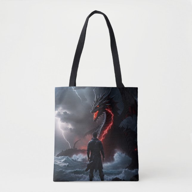 Tote Bag Le chasseur défie un dragon (Devant)
