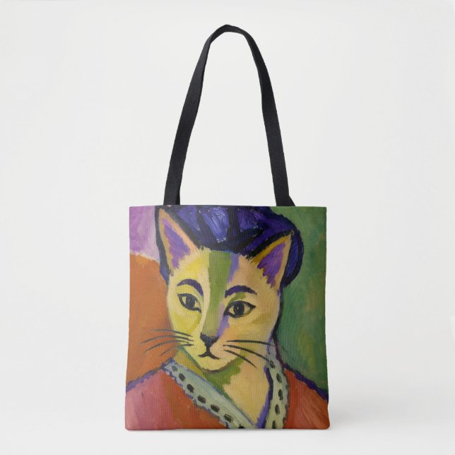Tote Bag Le chat à rayure verte – Inspiré du Fauvisme de Ma (Devant)