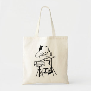 Tote Bag Le chat de batteur bat du tambour de mignon drôle