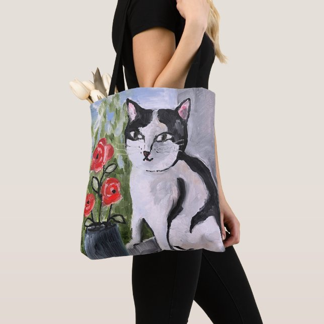 Tote Bag Le chat et les coquelicots (De près)