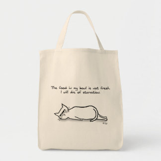 Tote Bag Le chat exige de la nourriture fraîche - Drôle cad