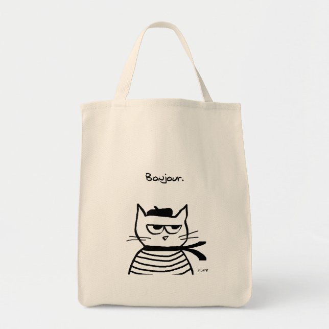 Tote Bag Le chat fâché est tellement très français (Devant)