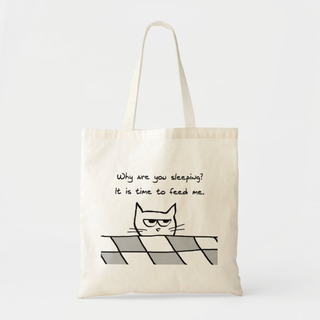Tote Bag Le chat fâché vous veut hors du lit (Devant)