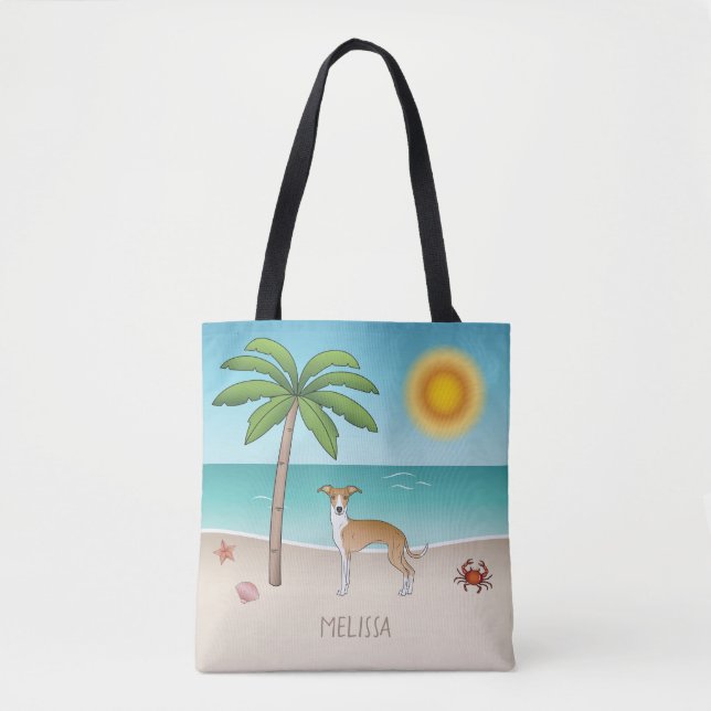 Tote Bag Le Chien De La Faune Et L'Iggy Blanche À Une Plage (Devant)