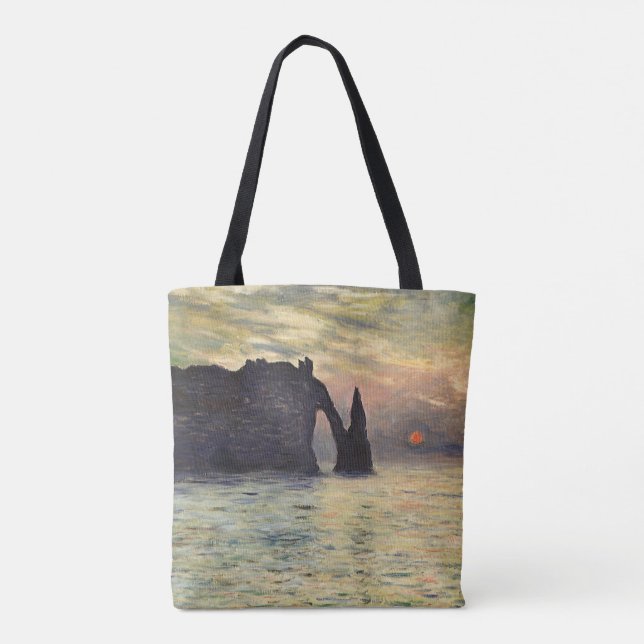 Tote Bag Le Cliff Etretat, coucher de soleil de Claude Mone (Dos)
