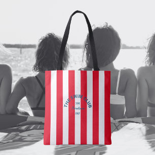 Tote Bag Le club de natation Crest Red Cabana Stripe