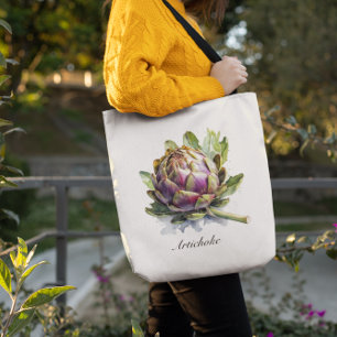 Tote Bag Le Coeur du Jardin : Artichoke en Aquarelle