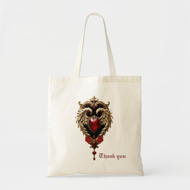 Tote Bag Le coeur gothique du feu et de l'or (Devant)