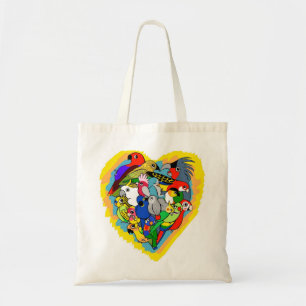 Tote Bag Le coeur I parrots la bande dessinée mignonne