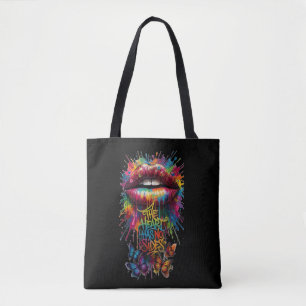 Tote Bag Le cœur n'a pas de camp Arc-en-ciel Lèvres qui dég