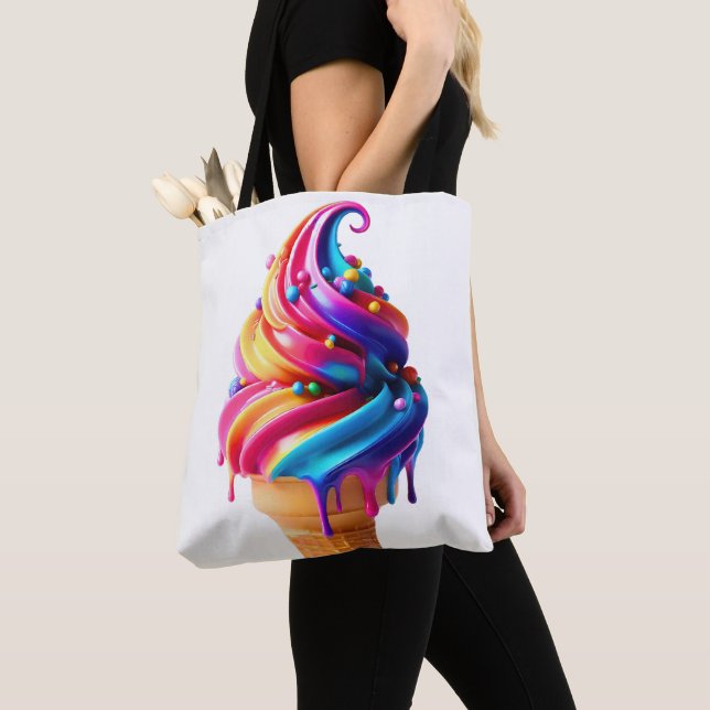 Tote Bag Le cône de glace classique vibrant de SlipperyJoe' (De près)
