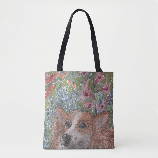 Tote Bag Le corgi poursuit la dissimulation dans le (Devant)