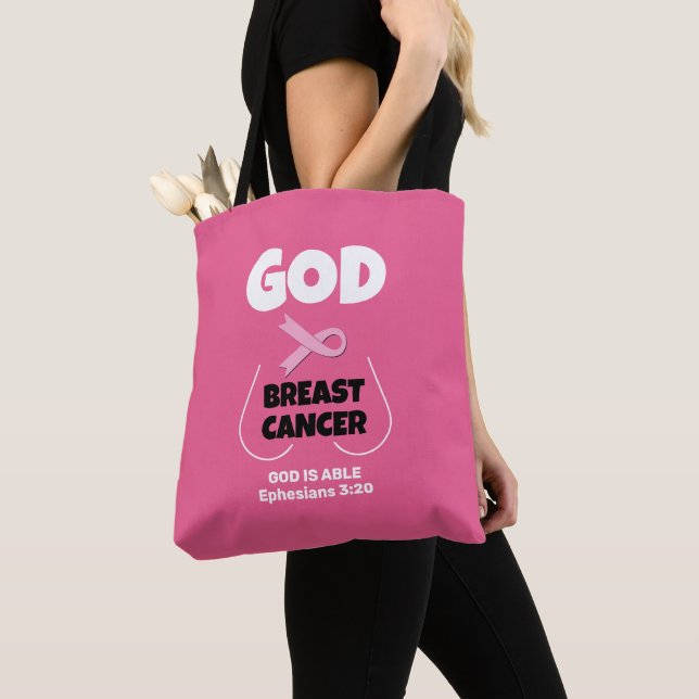 Tote Bag LE DIEU chrétien EST PLUS GRAND QUE LE CANCER DU S (De près)