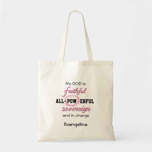 Tote Bag Le DIEU rose personnalisé est un chrétien fidèle (Devant)