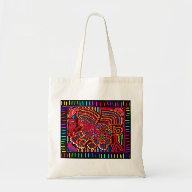 Tote Bag Le dragon Mola amical indien de Kuna (Devant)