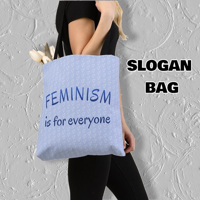 Tote Bag Le féminisme pour tout le monde, à motifs bleus (Créateur téléchargé)